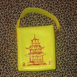 Vibrant Yellow Pagoda Print Mini Bag